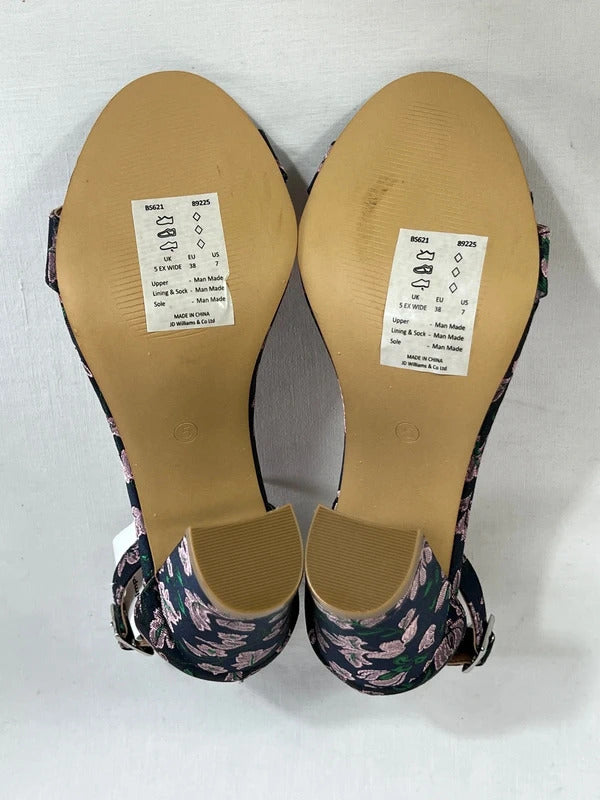 Simplybe | Size 5 Extra wide | Floral slingback open toe heels