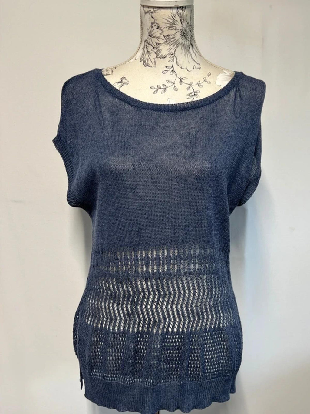 M&S Women | 12 | Navy cropped jumper top | Cotton blend