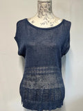 M&S Women | 12 | Navy cropped jumper top | Cotton blend