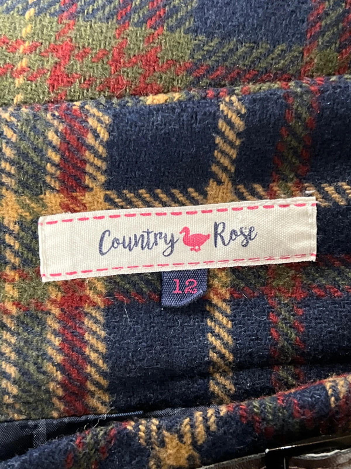 Vintage Country Rose Check Skirt | Size 12 |  Good Condition