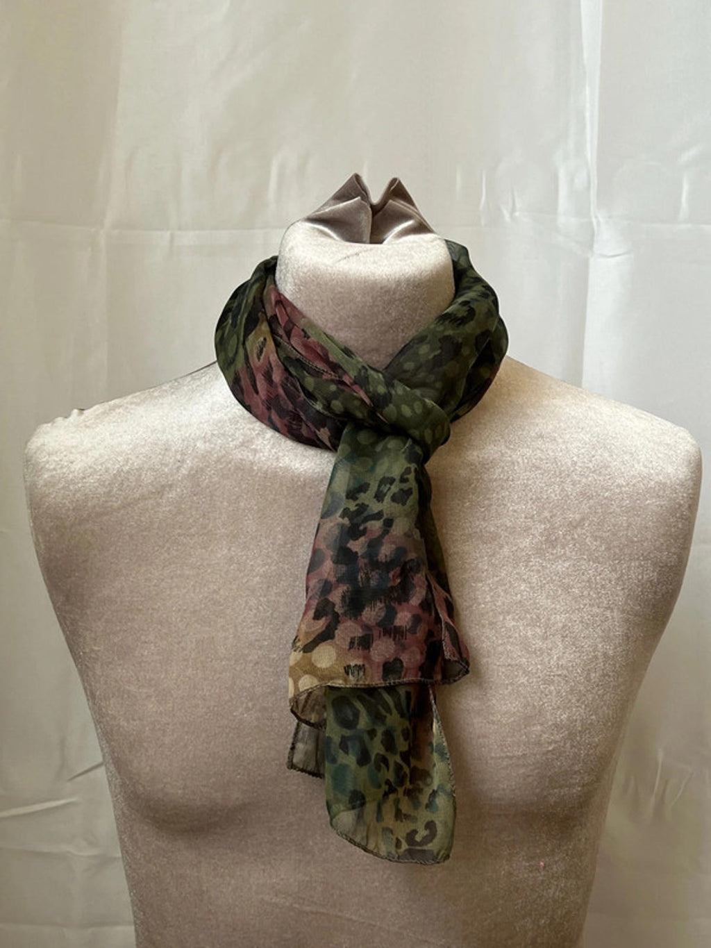 Leopard Print Khaki Scarf
