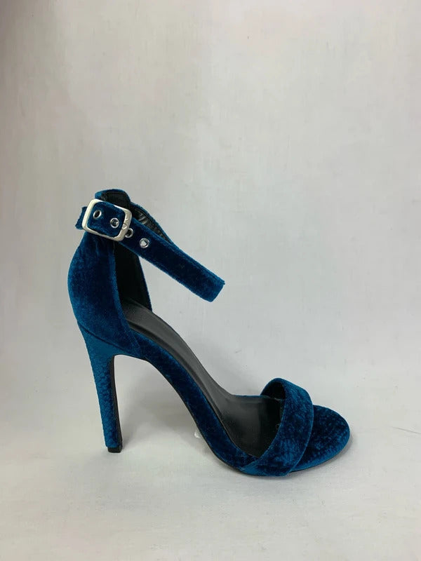 JD Williams Sole Diva | Size 6 Extra Wide |  Vibrant Teal Velvet High Heels