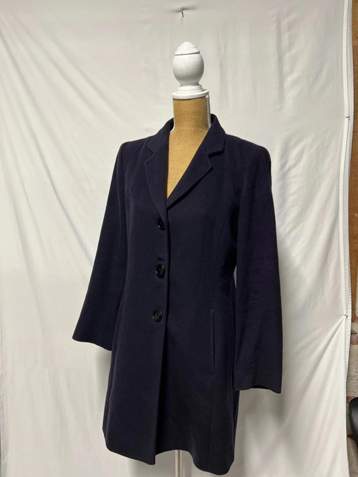 Vintage Navy Madeleine Trenchcoat | 10 | Viscose Blend