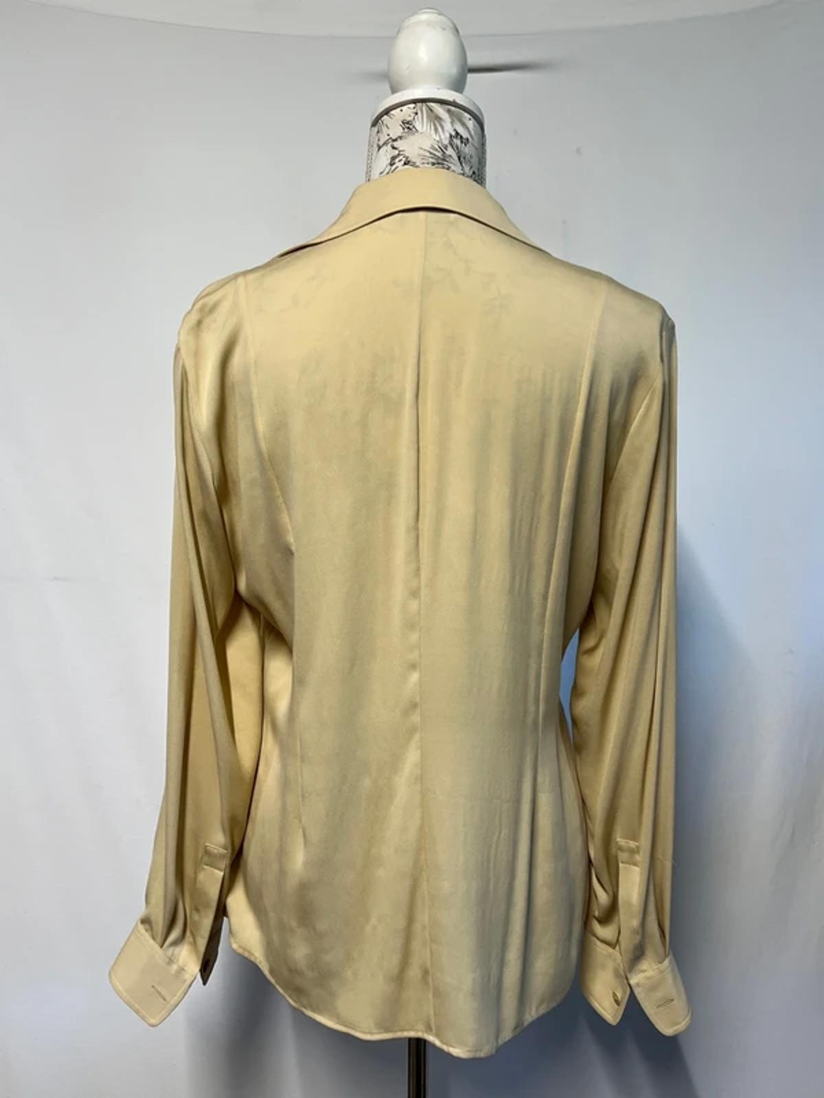Vintage St Michael | 14 | Yellow Beige Silk Blouse