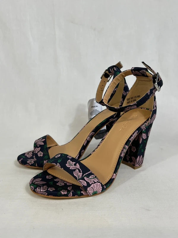 Simplybe | Size 5 Extra wide | Floral slingback open toe heels
