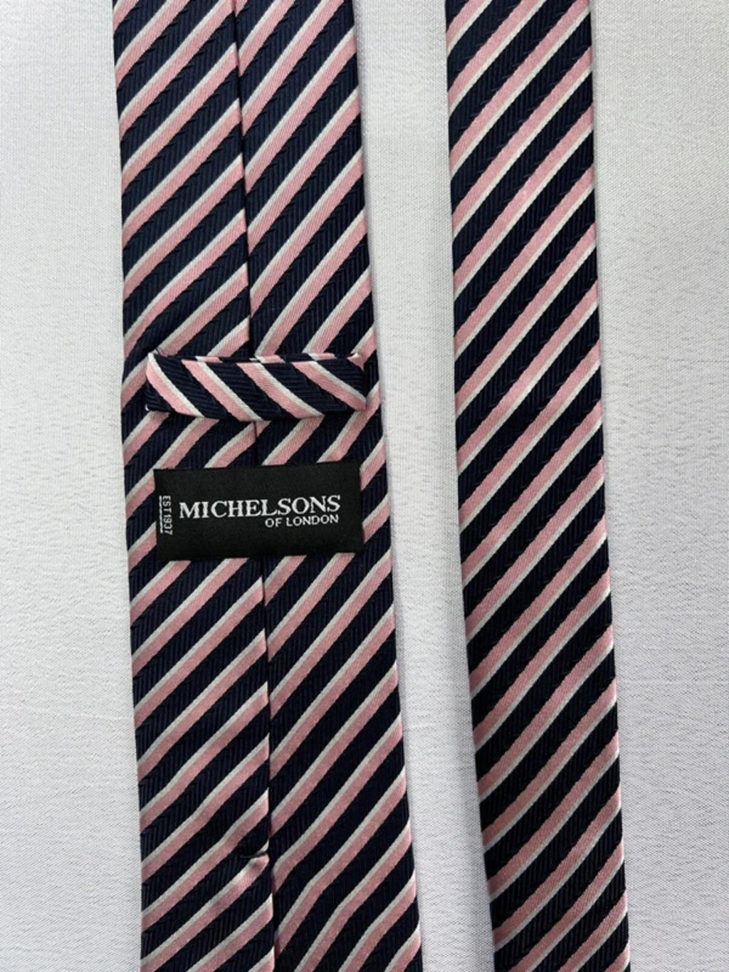 Michelsons Of London | Pink and Navy Necktie | Silk