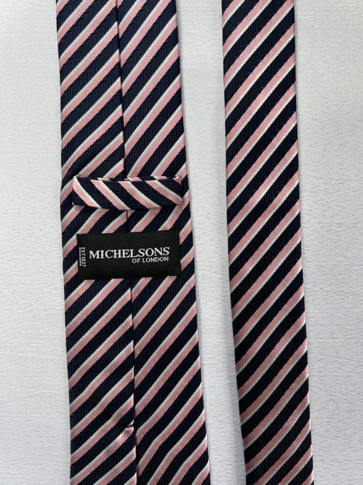 Michelsons Of London | Pink and Navy Necktie | Silk