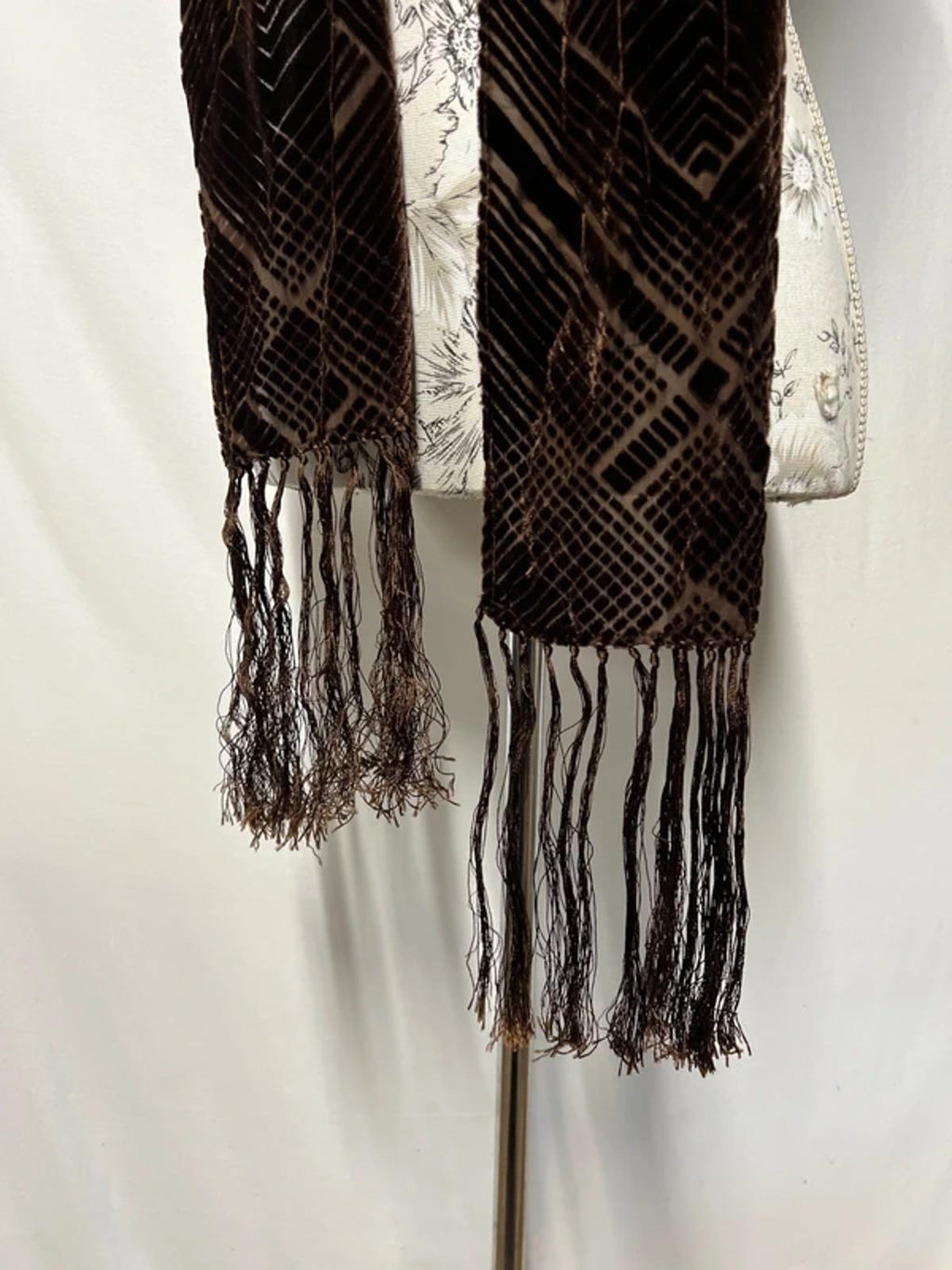 Vintage Chocolate Brown Ladies Scarf | Velvet-Like