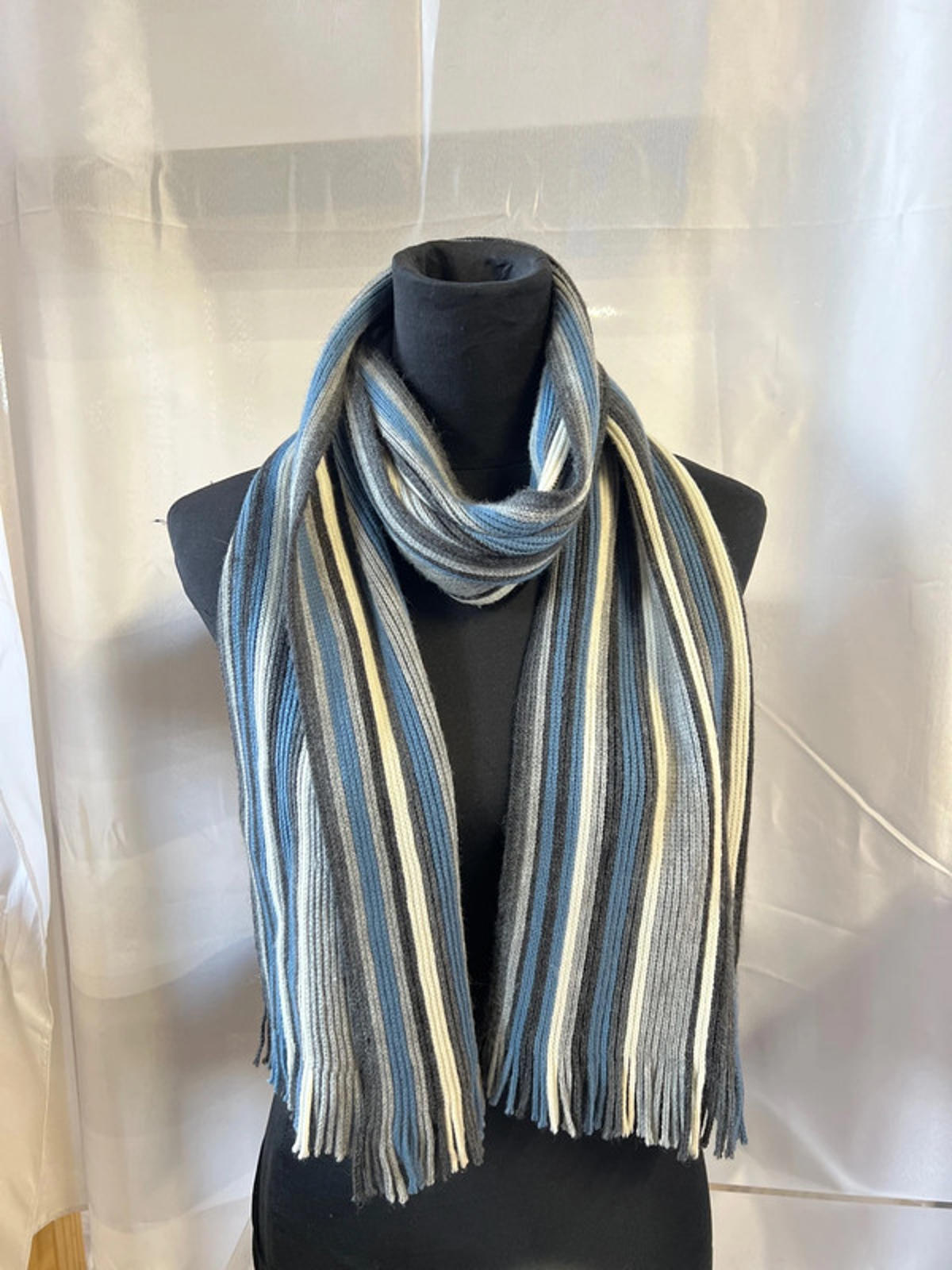 Vintage Style Multicoloured Striped Knit Scarf