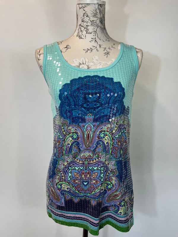Be Beau | Size 18 | Y2K Blue embroidered vest top