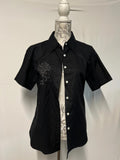 Bride & Gloom | XL | Black cotton skull key embroidered shirt