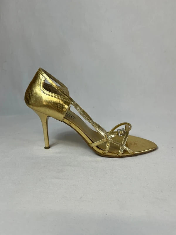 No Doubt | Size 6 | Y2K Gold Toned Strappy Heels