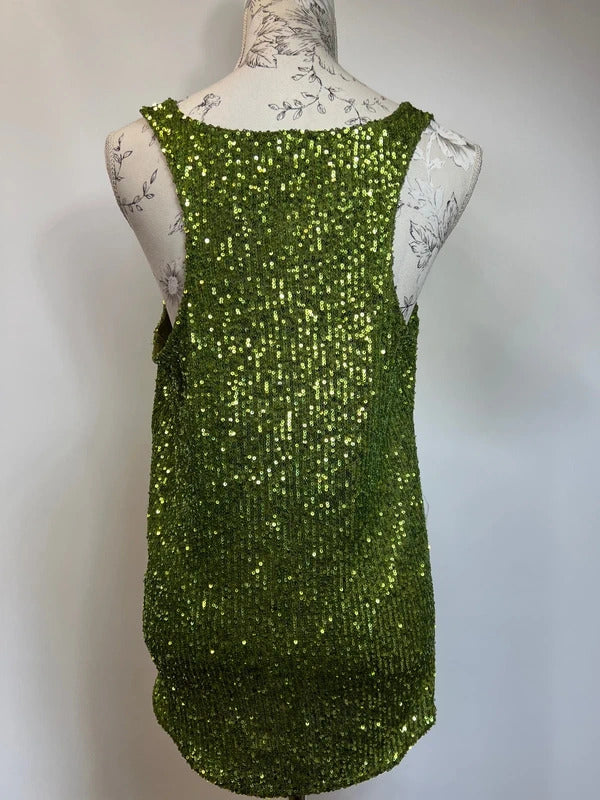 River Island | Size 12 | Y2K Olive Sequin vest top