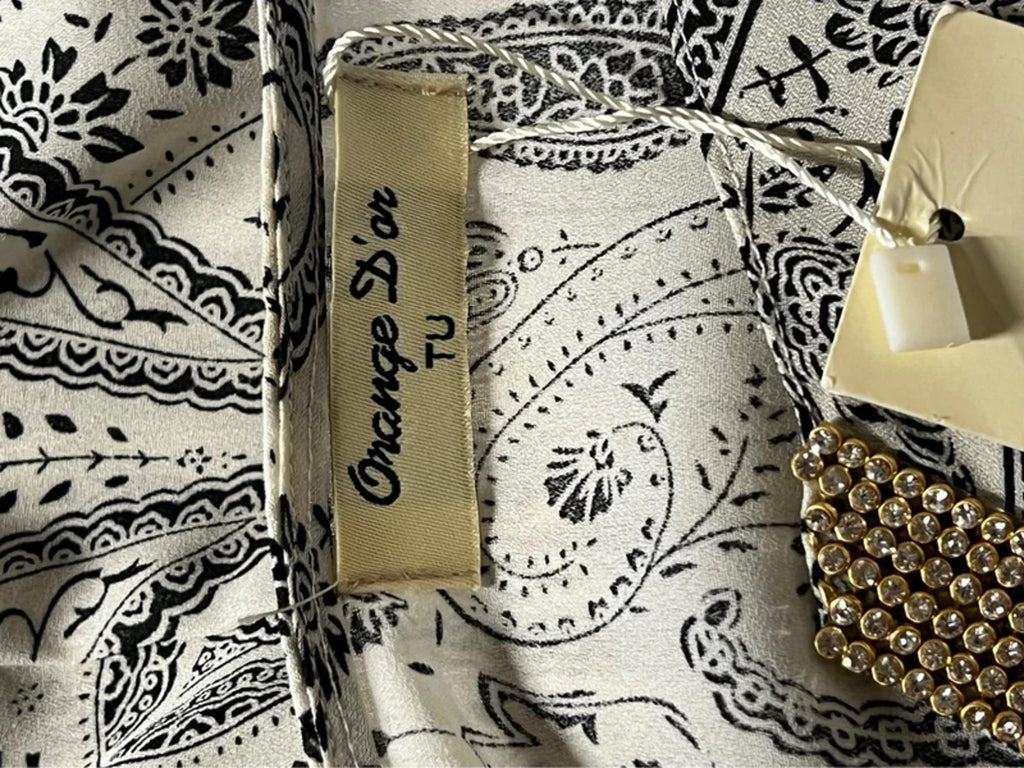 TU | XL | Black And White Paisley Caftan Dress