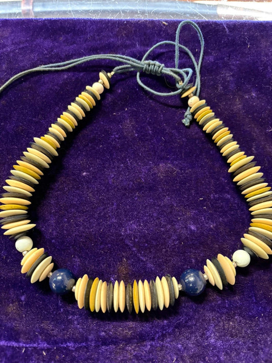 African style flat beaded necklace
