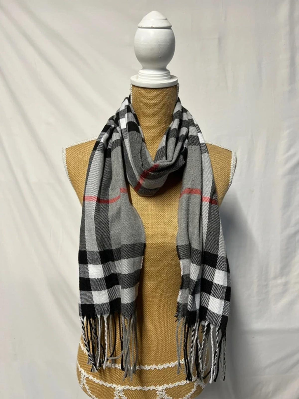 Grey plaid scarf