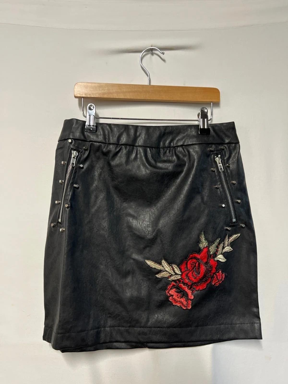 Cherry Koko | S | Faux Leather Mini Skirt | Studded