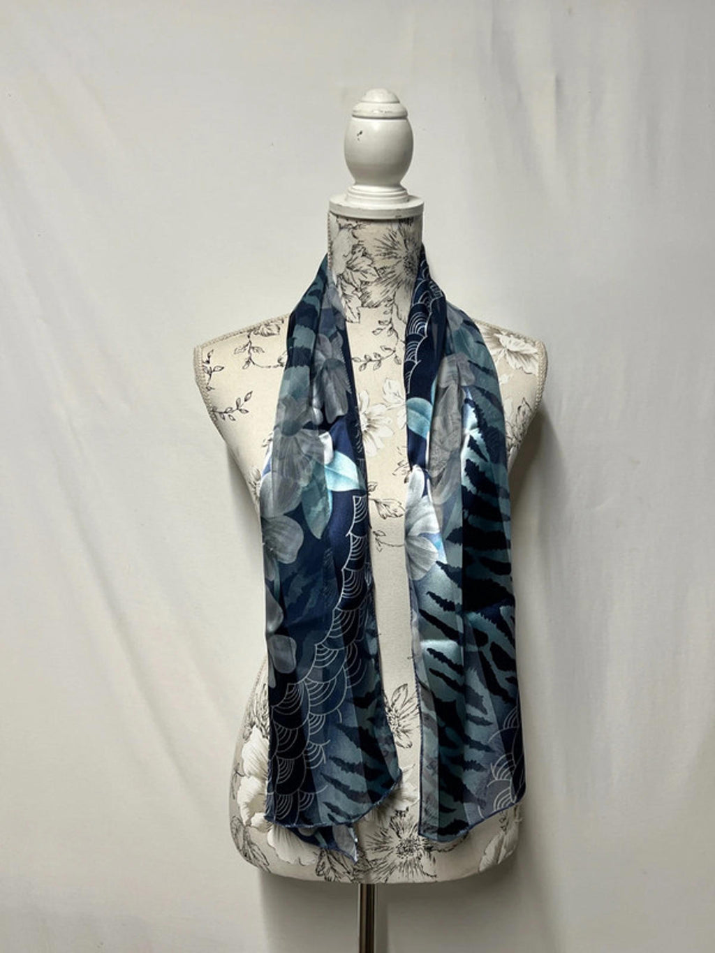 Vintage Blue Floral Scarf
