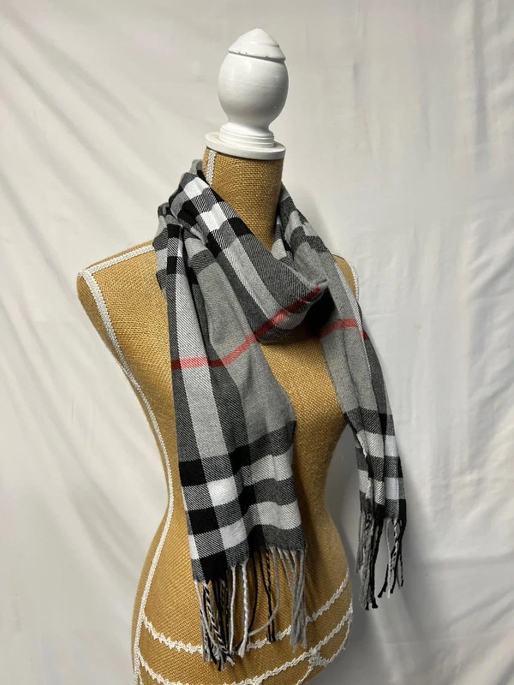 Grey plaid scarf