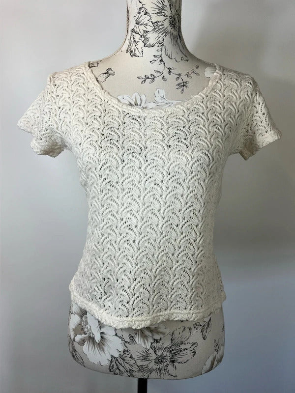 Cream Crochet Shirt | Size 8/10 | Great Conditon