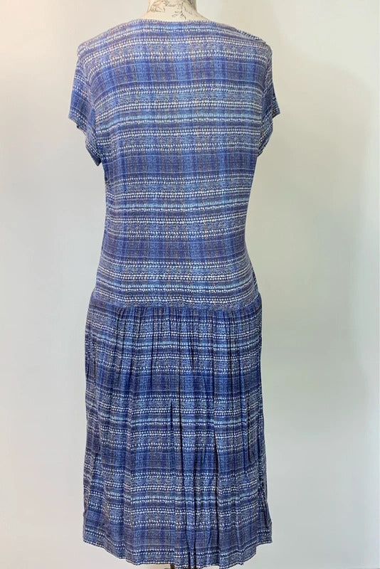 Peruvian Connection | Size M | Blue and white striped shift dress
