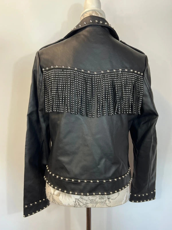 Misspap | XL | Boho Black studded leather jacket