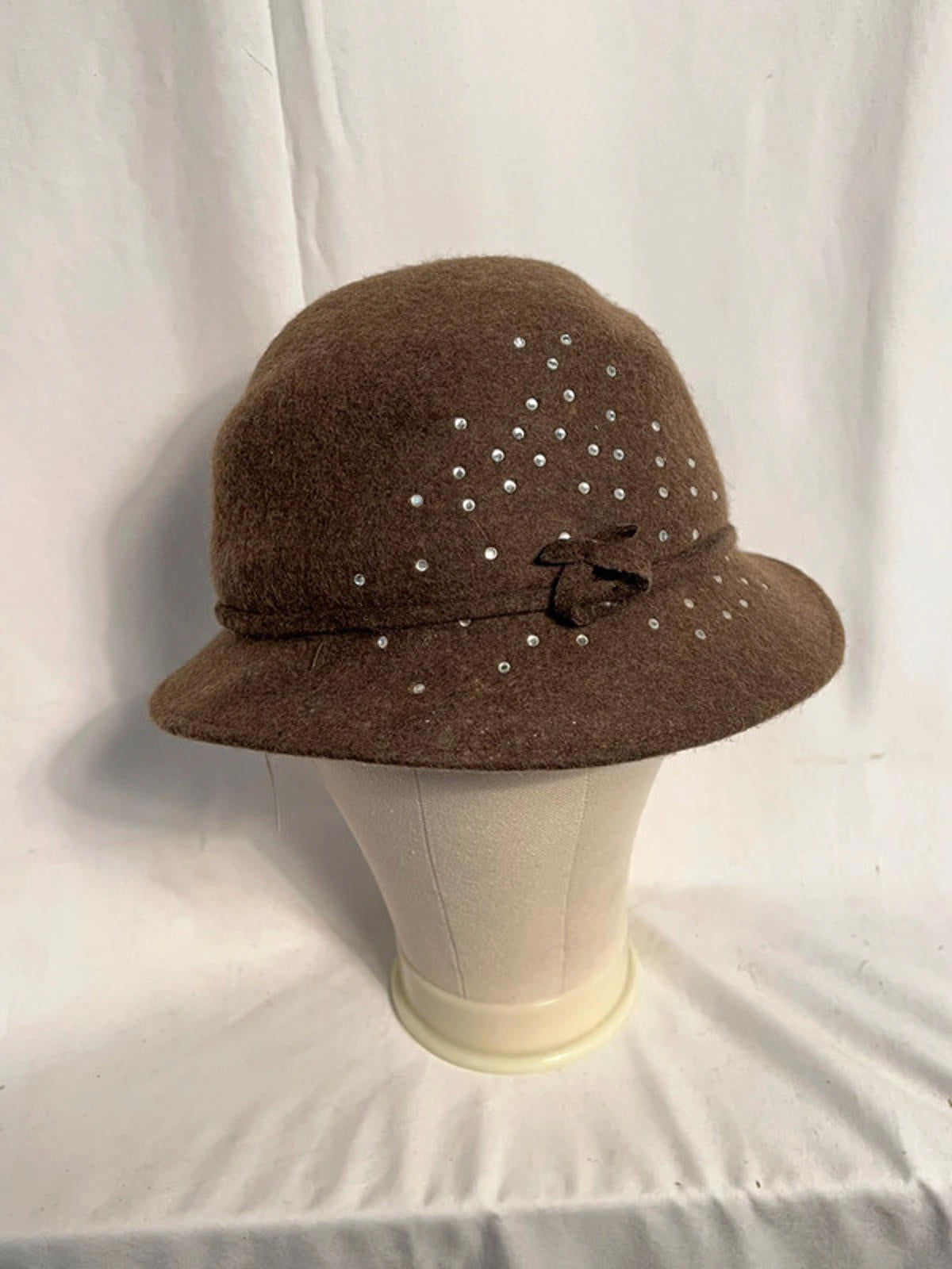 Symphony | 100% Wool | Khaki Ladies Hat with Diamantés