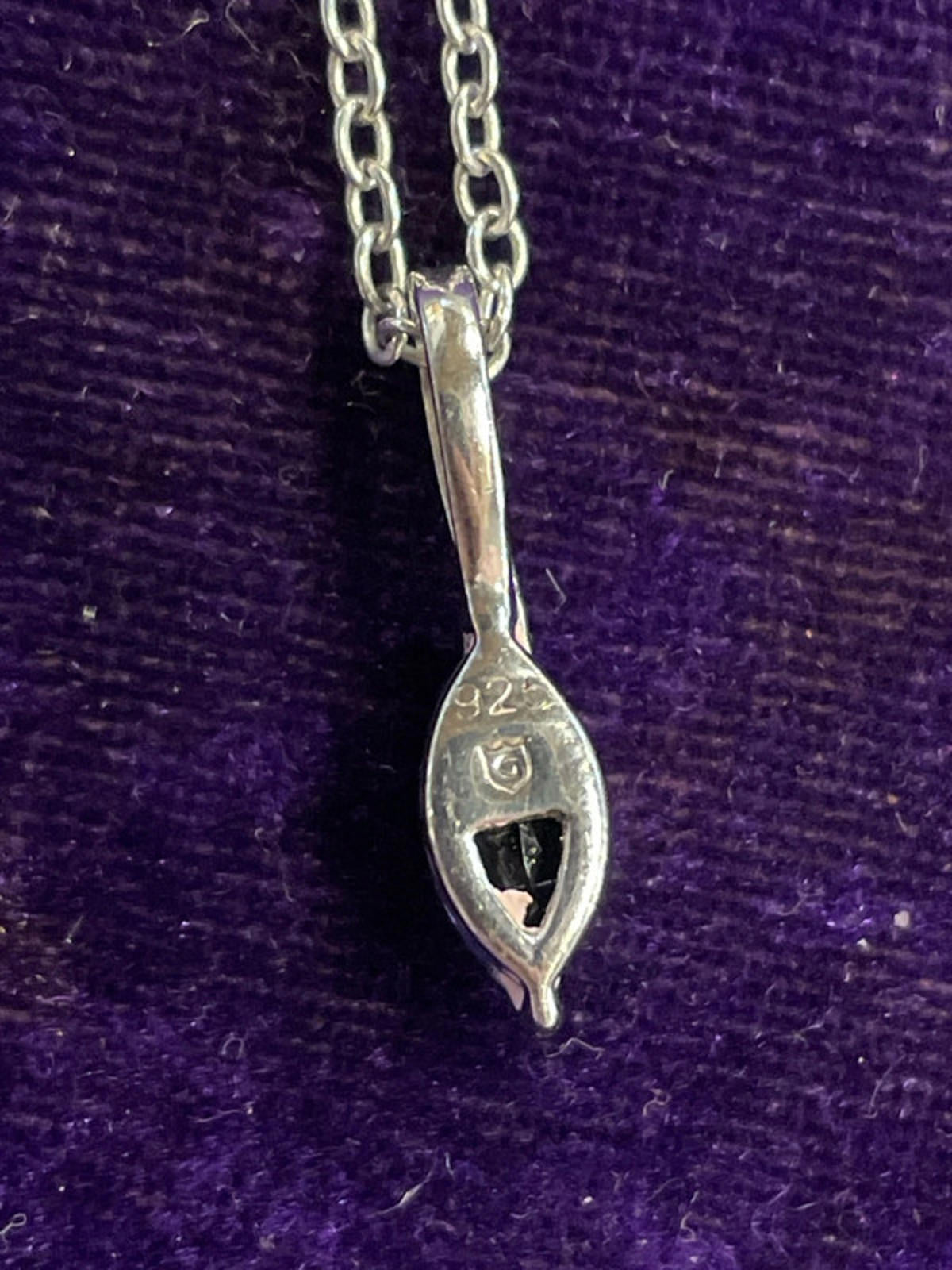 925 Sterling Silver Chain | Cornflower Blue Glass Pendant