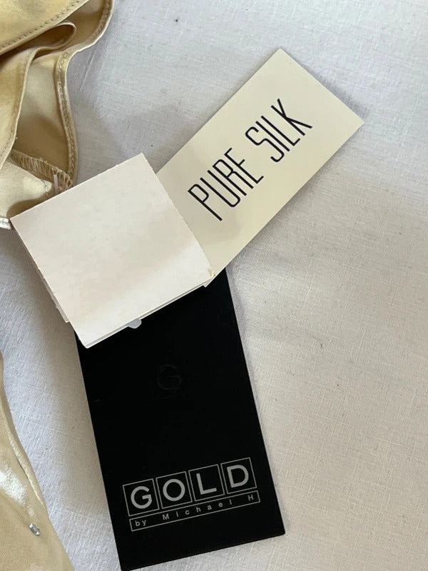 GOLD | 14 | Y2K gold pure silk blouse