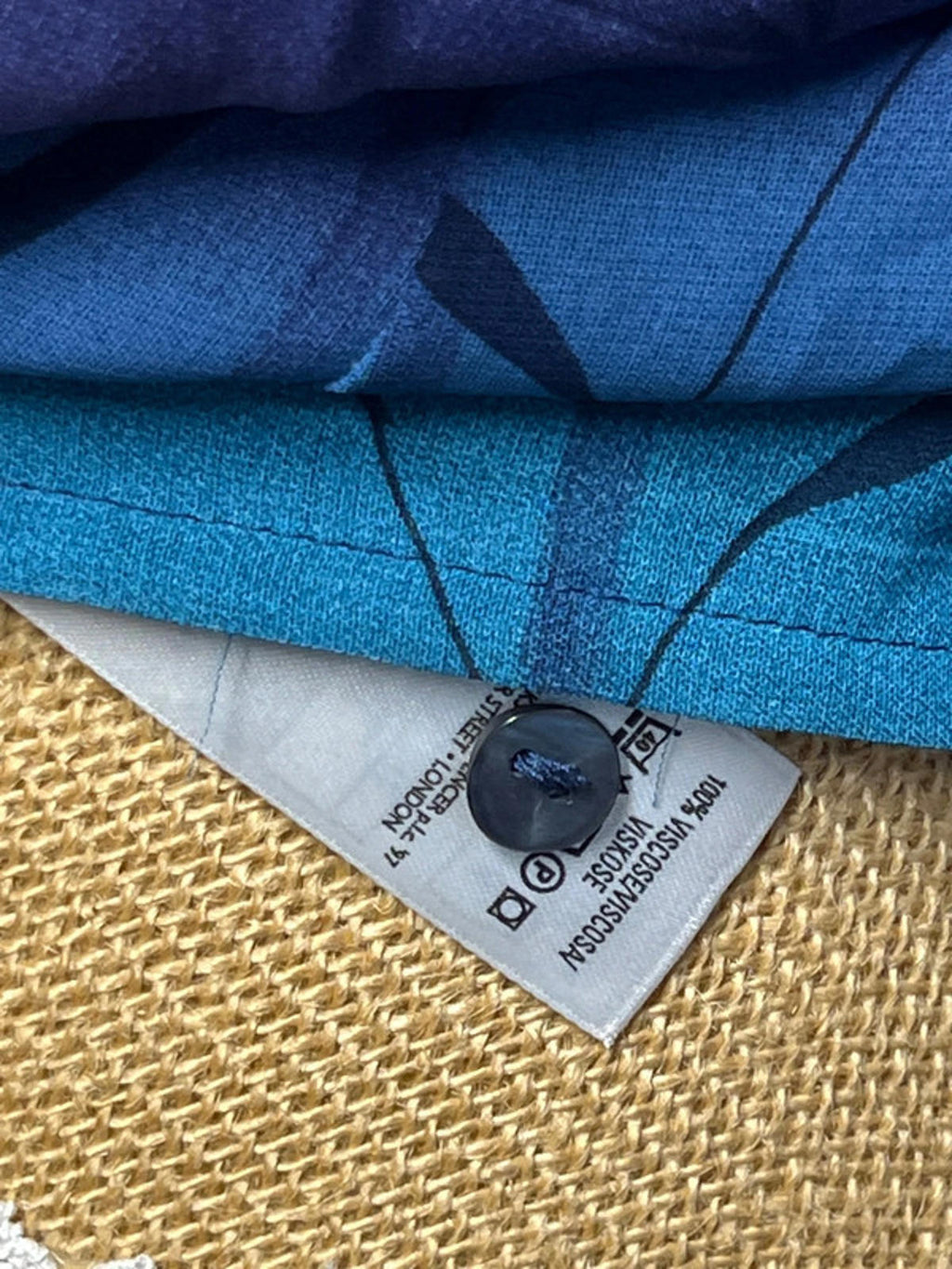 Vintage St Michael | 14 Summer Blouse Shirt | Navy/Turquoise