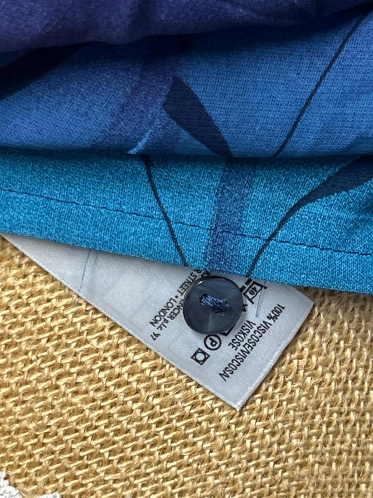 Vintage St Michael | 14 Summer Blouse Shirt | Navy/Turquoise