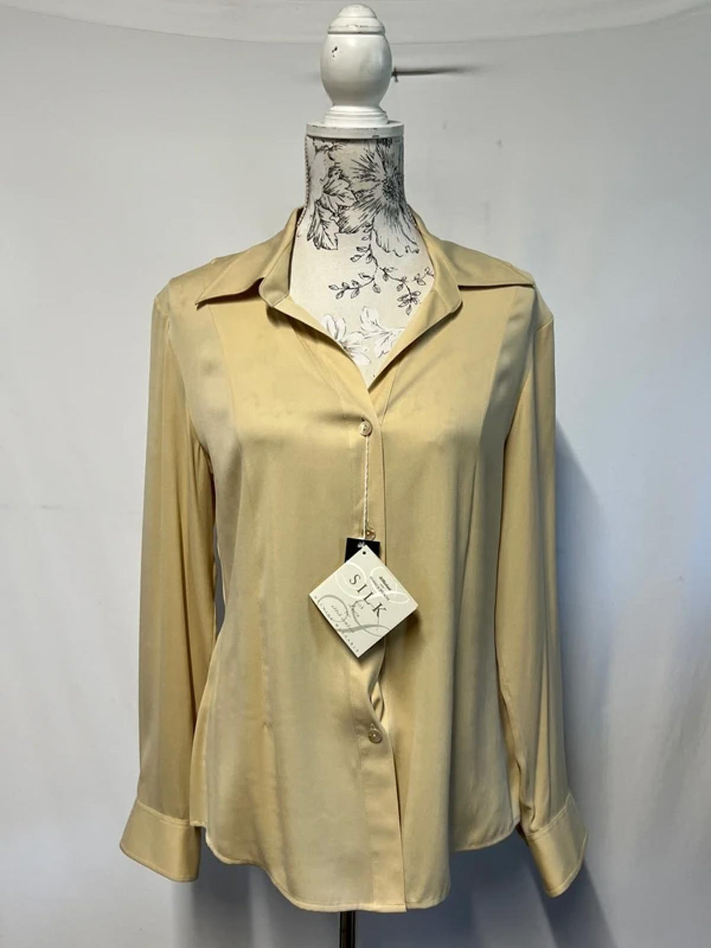 Vintage St Michael | 14 | Yellow Beige Silk Blouse