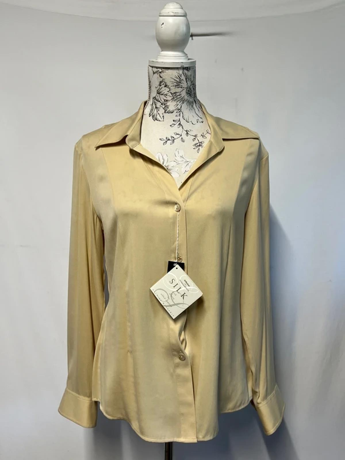 Vintage St Michael | 14 | Yellow Beige Silk Blouse