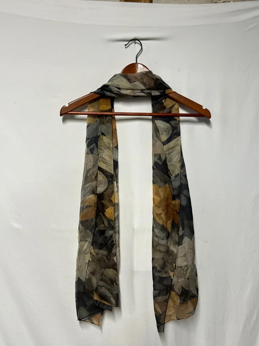 Vintage Ladies Scarf | Black and Yellow Good Condition