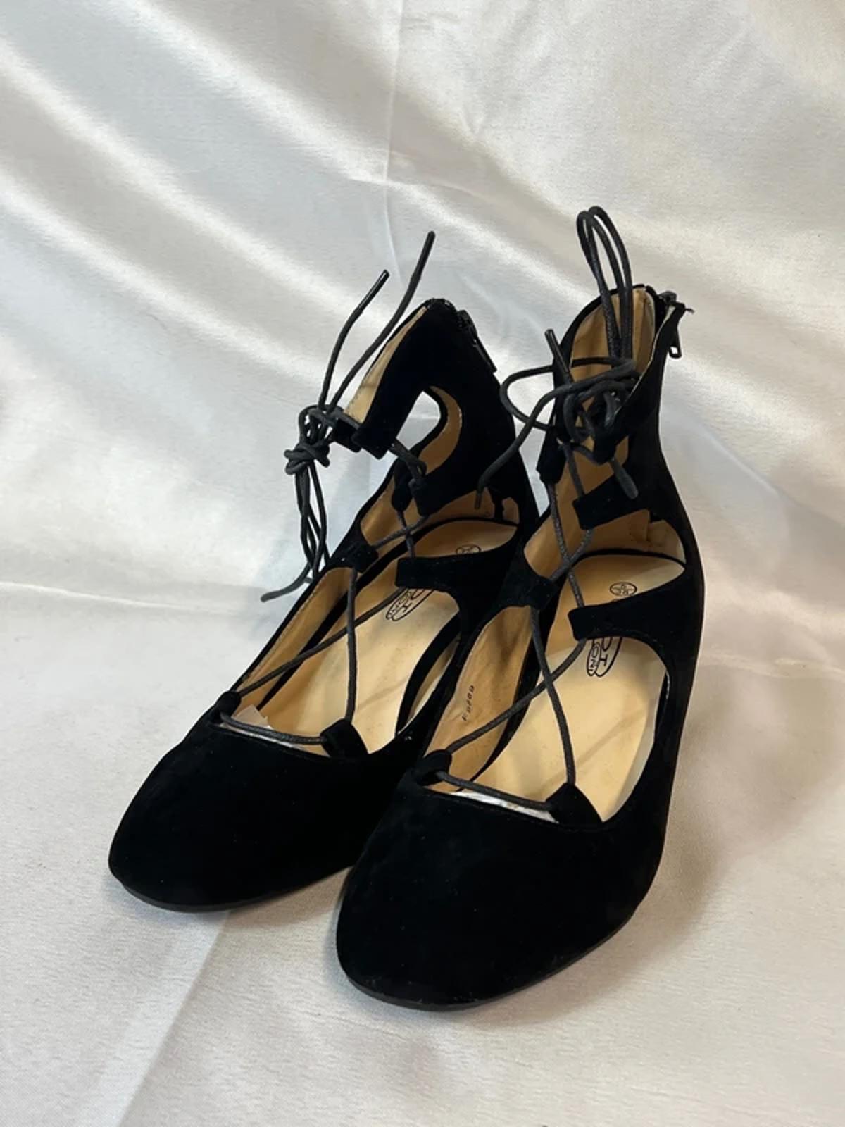 Spot On | 5 | Black Faux Suede Heels