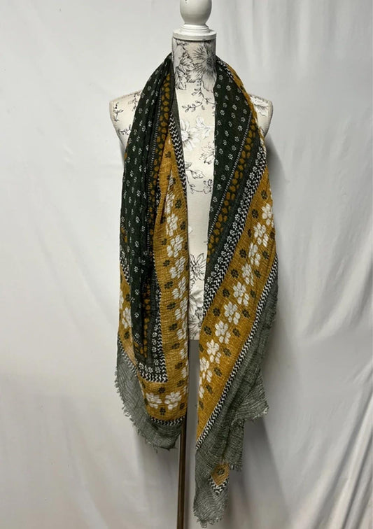 Vintage Ladies Scarf | Mustard/Khaki