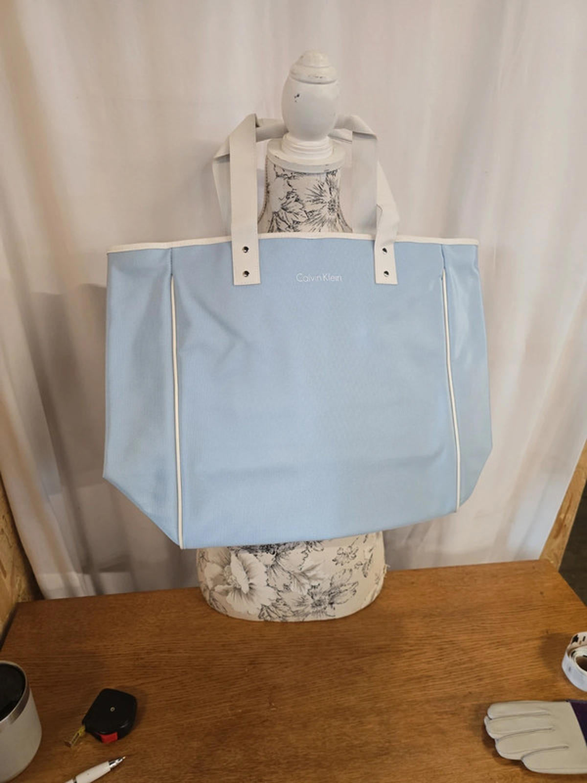 Brand new pale blue and white Calvin Klein holdall