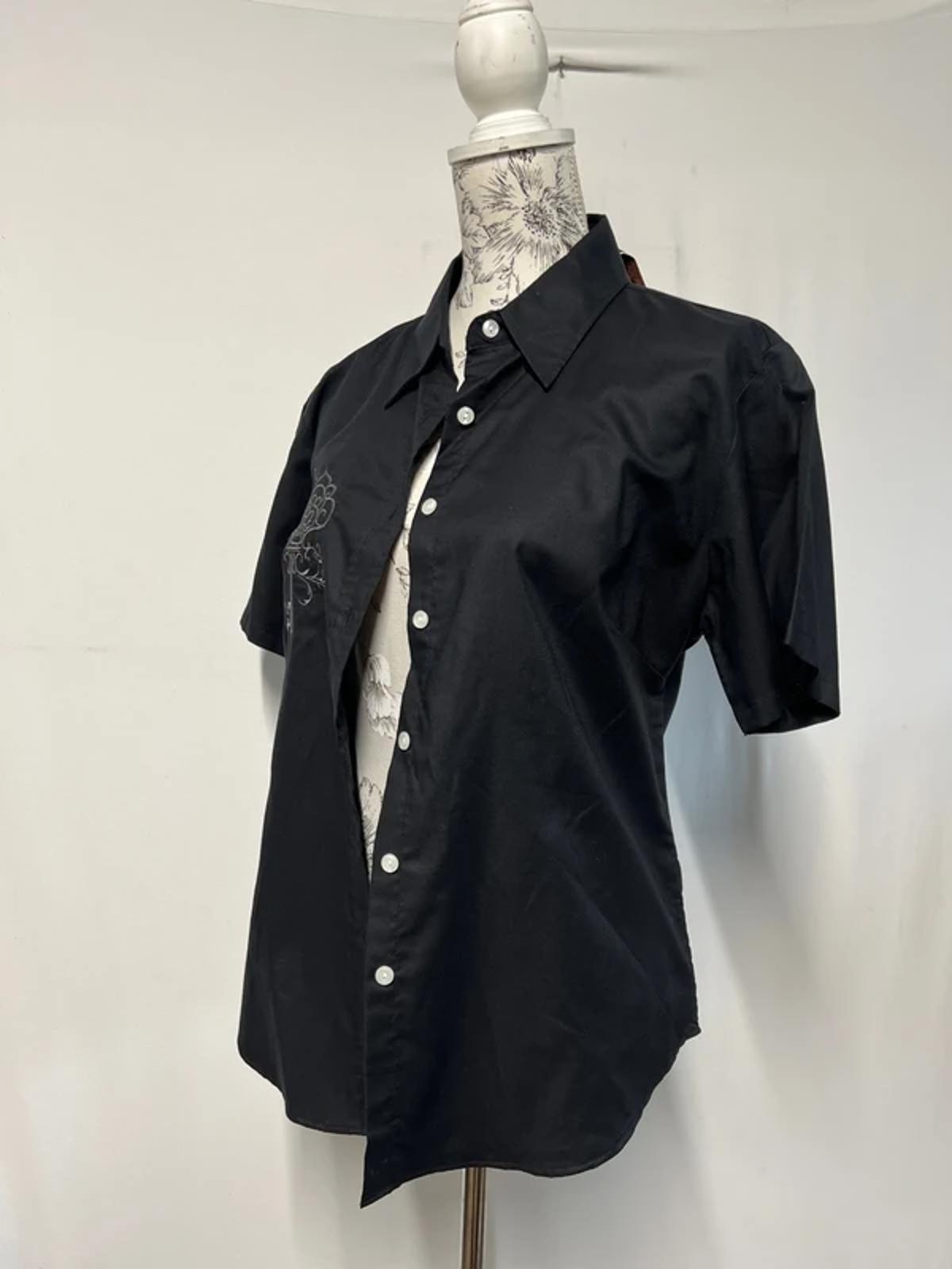 Bride & Gloom | XL | Black cotton skull key embroidered shirt