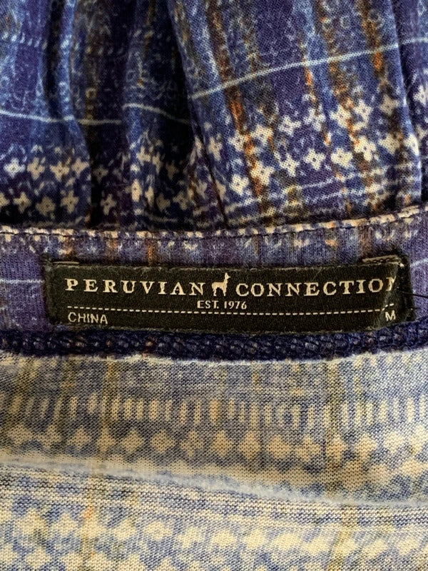 Peruvian Connection | Size M | Blue and white striped shift dress