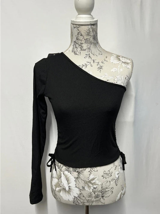 Cherry Koko  | M/L | Black Elasticated Off Shoulder Top