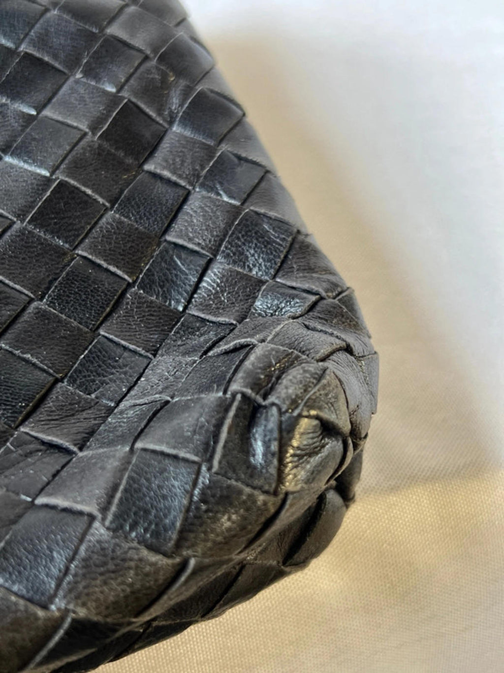 Genuine Vintage Cosci | Black woven handbag | Leather