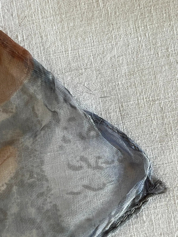 Ladies vintage sheer scarf in brown/blue