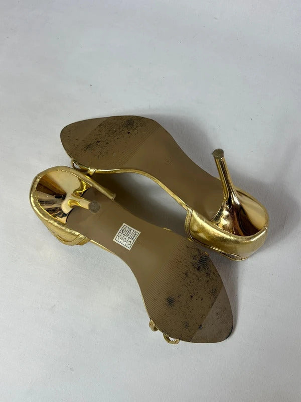No Doubt | Size 6 | Y2K Gold Toned Strappy Heels