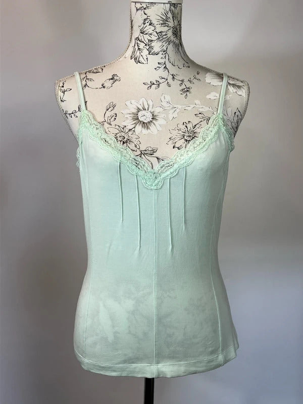 Mexx | Size 16/18 | Y2K Luxurious Ice Blue Lace Cutout Cami |  Brand New