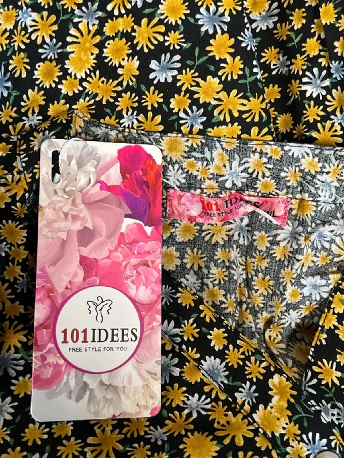 101 Idees | M/L | Ladies Summer 3/4 Blouse | Yellow Flowers