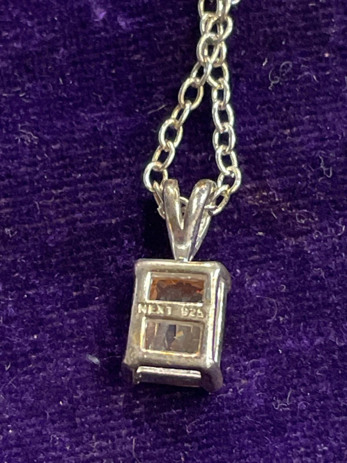 Next | 925 Silver Necklace | Cubic Zirconia Pendant | 26cm