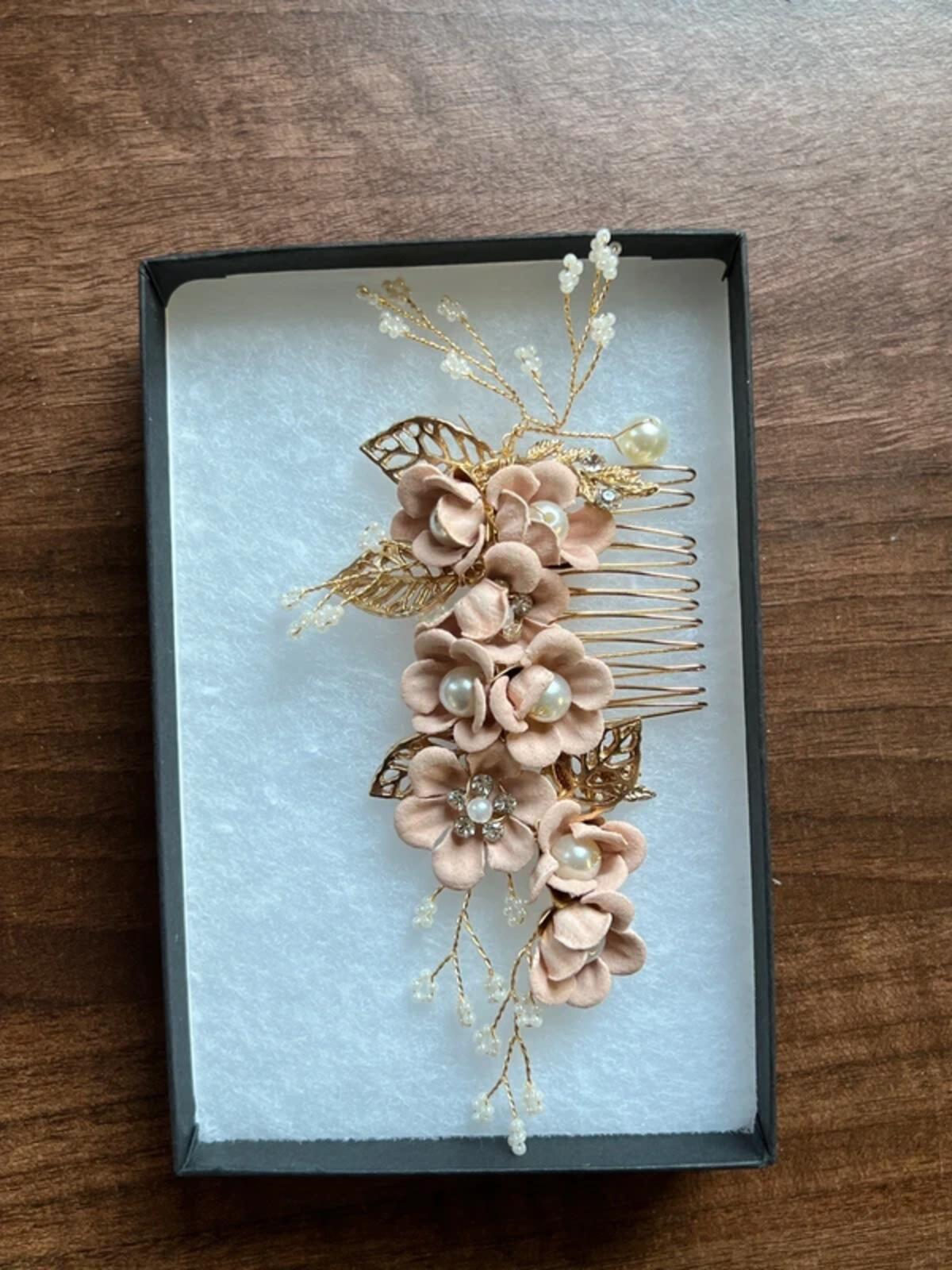 Peach flower hair accessory | Bridal/Prom/Special Occasion