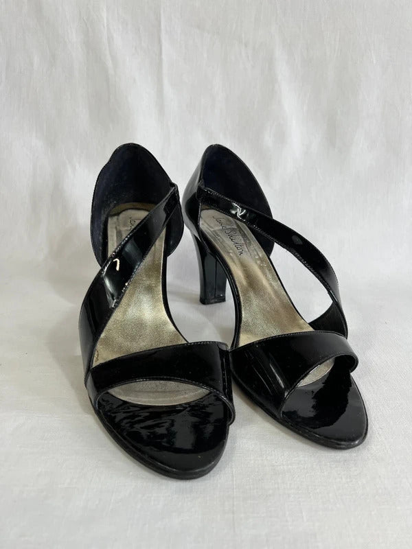 Jane Shilton | UK 7  | Black patent open-toe heels