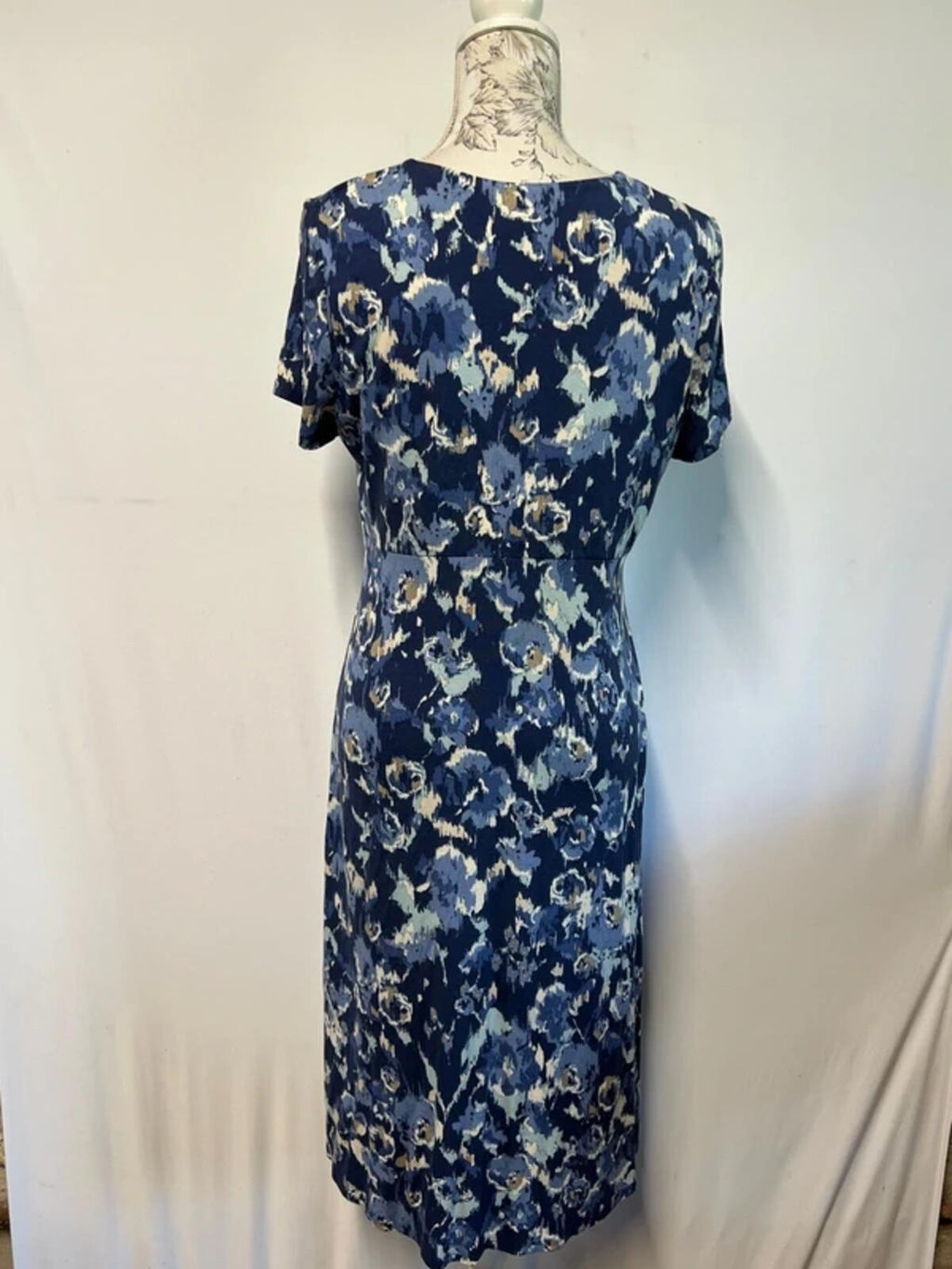 East | 14 | Blue Midi Dress | Viscose/Elastane/Polyester blend