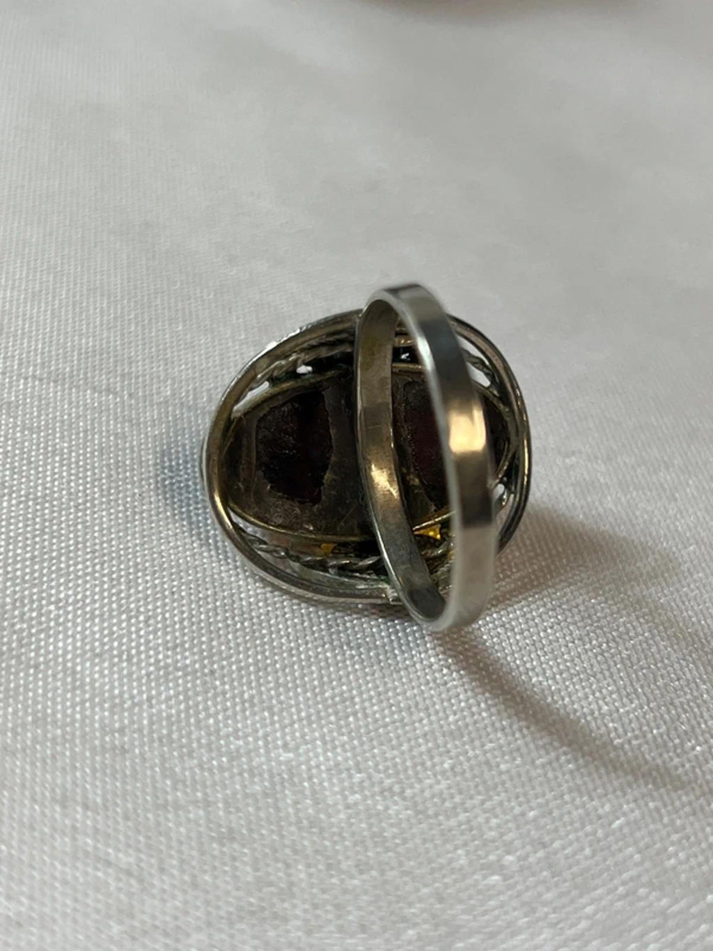 Vintage Amber Ring | Silver Toned